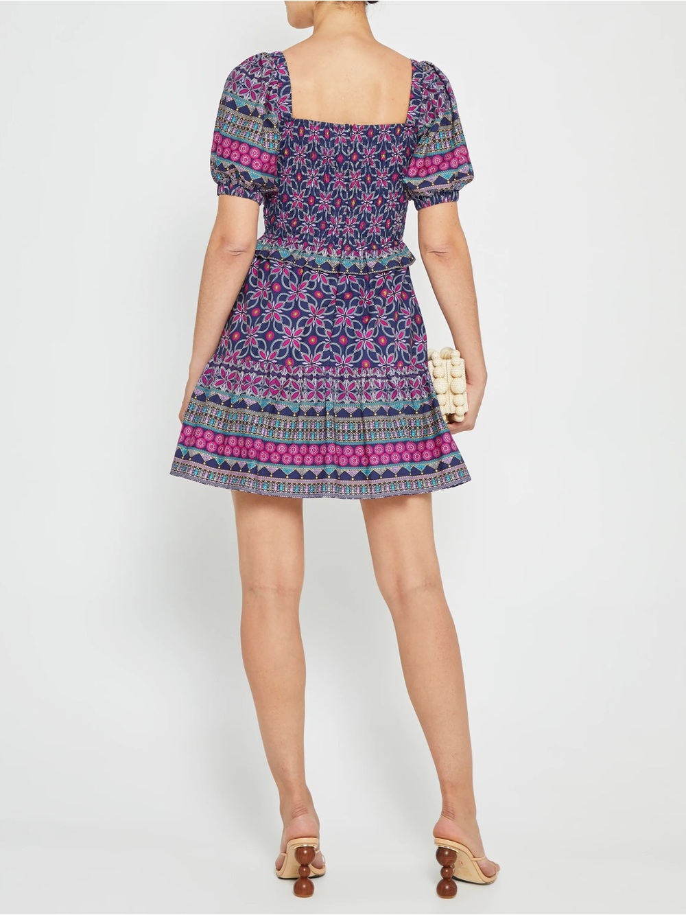 o.p.t Floral Printed Navy and Pink Short Dress - Picture 2 of 10